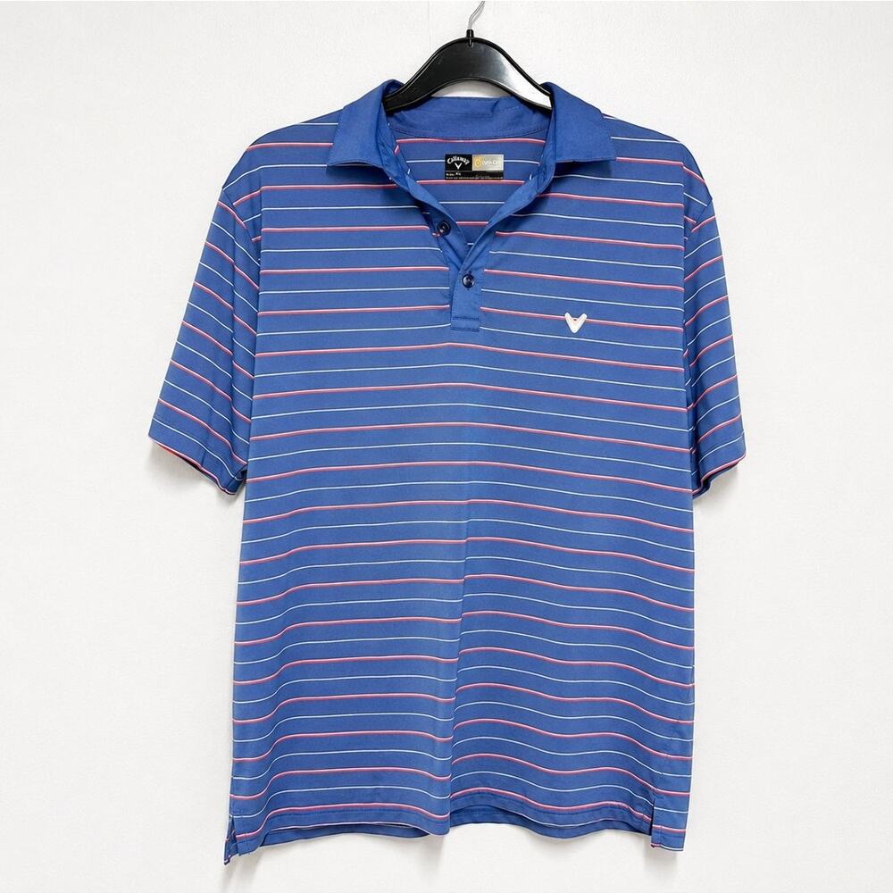 Callaway Opti-Dri Men’s Blue Striped Golf Polo Shirt Size Medium